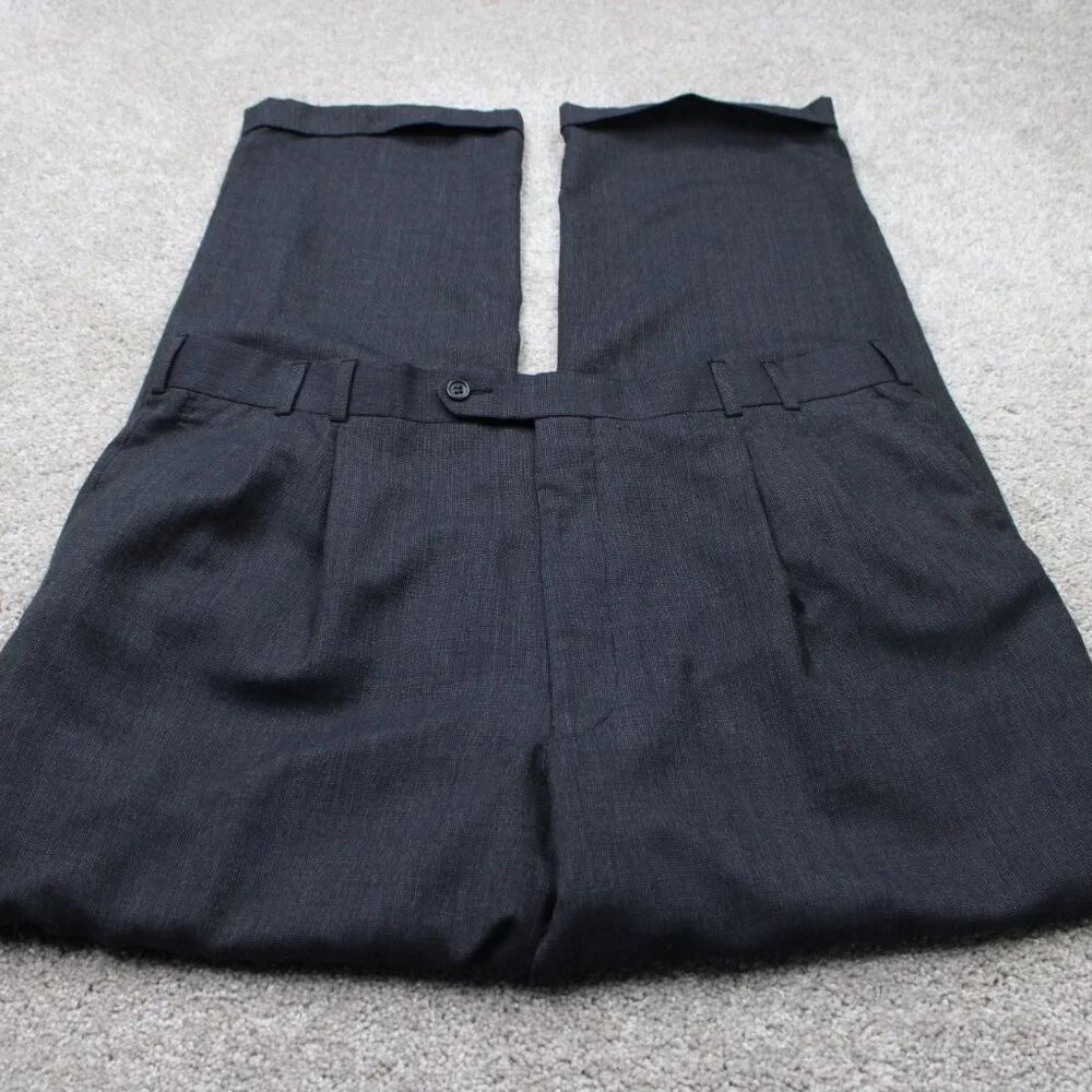 Joseph & Feiss International Trio Pants Mens 40x32 Gray Pleated 100% Wool Cuffed